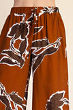 Fall Print Elastic Drawstring Wide Pants