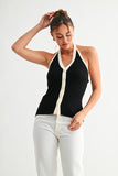 V-neck Halter Sweater Top