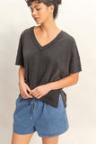 Oversized V-neck Short Sleeve Top
