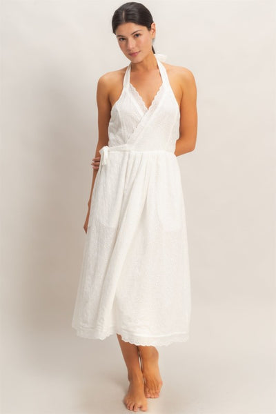 white halter midi dress White Midi Dress - Satin Midi Dress - Backless Halter Dress