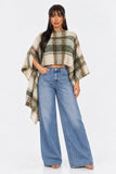 One-size Plaid Poncho Top
