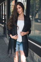 Frayed Stitch Tassel Trim Lightweight Scarf