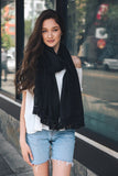 Frayed Stitch Tassel Trim Lightweight Scarf