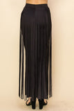 Suede Fringe Layered Wide Pants