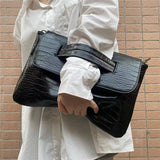 Crocodile Print Clutch With Wrist Strap