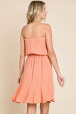 Tube Style Ruffle Bottom Mini Dress