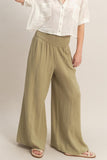 Smocked Waist Wide-leg Pants