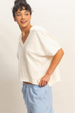 Oversized V-neck Short Sleeve Top