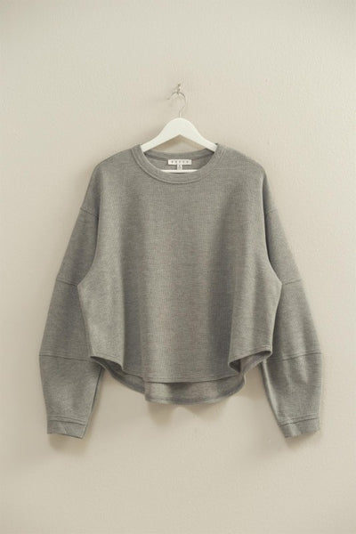 Oversized Waffled Knit Long Sleeve