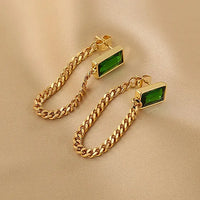 Retro Emerald Dangle Earrings