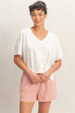 Oversized V-neck Short Sleeve Top
