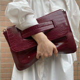 Crocodile Print Clutch With Wrist Strap