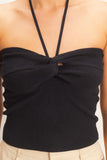 Ribbed Halter Top With Twist