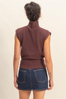 High Neck Sleeveless Knit Top