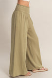 Smocked Waist Wide-leg Pants
