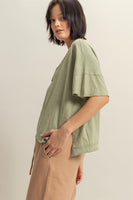 Raw Edge V Neck Oversized T Shirt