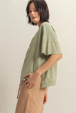 Raw Edge V Neck Oversized T Shirt