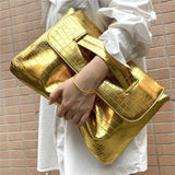 Crocodile Print Clutch With Wrist Strap
