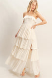 Tiered Strapless Ruffle Dress