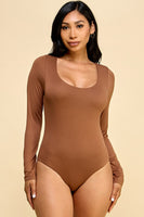 Scoop Neck Bodysuit Long Sleeve