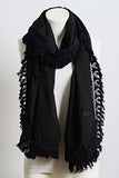 Frayed Stitch Tassel Trim Lightweight Scarf