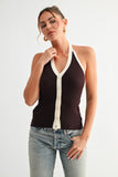 V-neck Halter Sweater Top