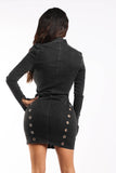Knit denim grommet trimmed dress