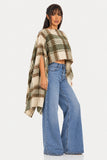 One-size Plaid Poncho Top
