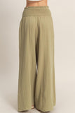 Smocked Waist Wide-leg Pants