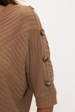 Rib Knit Button Sleeve