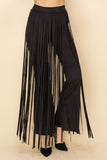 Suede Fringe Layered Wide Pants