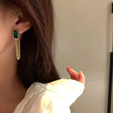 Retro Emerald Dangle Earrings