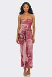 Floral Mesh Tube Dress