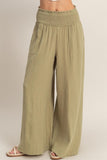Smocked Waist Wide-leg Pants