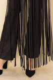 Suede Fringe Layered Wide Pants