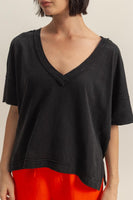 Raw Edge V Neck Oversized T Shirt