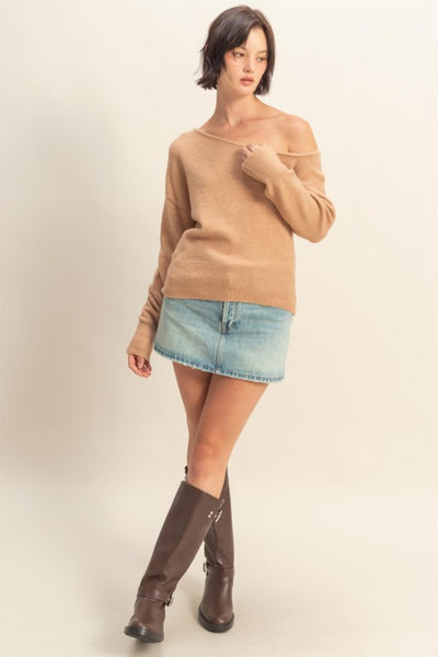 Asymmetric Off-shoulder Sweater