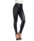 Mid rise faux leather leggings