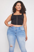 Plus - 3 button high rise denim
