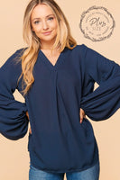 Plus bubble sleeve blouse