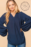 Plus bubble sleeve blouse