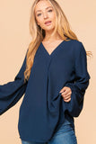 Plus bubble sleeve blouse