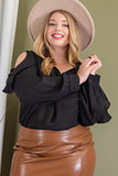 Plus cold shoulder blouse
