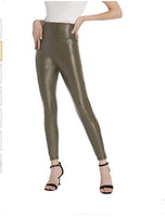 Mid rise faux leather leggings