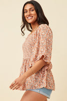 Puff Sleeve Floral Top