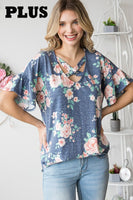 Plus-Size Floral Cold Shoulder