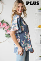 Plus-Size Floral Cold Shoulder