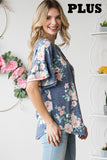 Plus-Size Floral Cold Shoulder