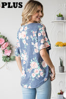 Plus-Size Floral Cold Shoulder