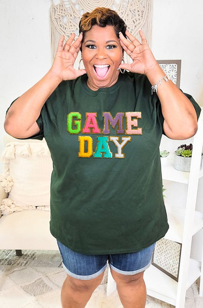 Chenille Varsity Letter Game Day Tee